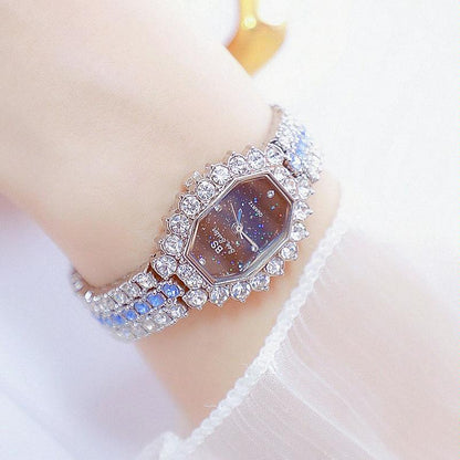 Sparkling Full Diamond Women Watch - Niche Glitter - Golden Green