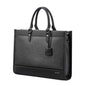 Large-Capacity Leather Laptop Messenger Briefcase In Black