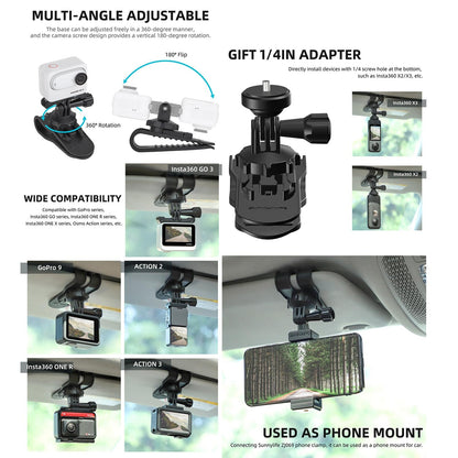 360 Degree Rotating Sun Visor Camera Mount For Vlogging
