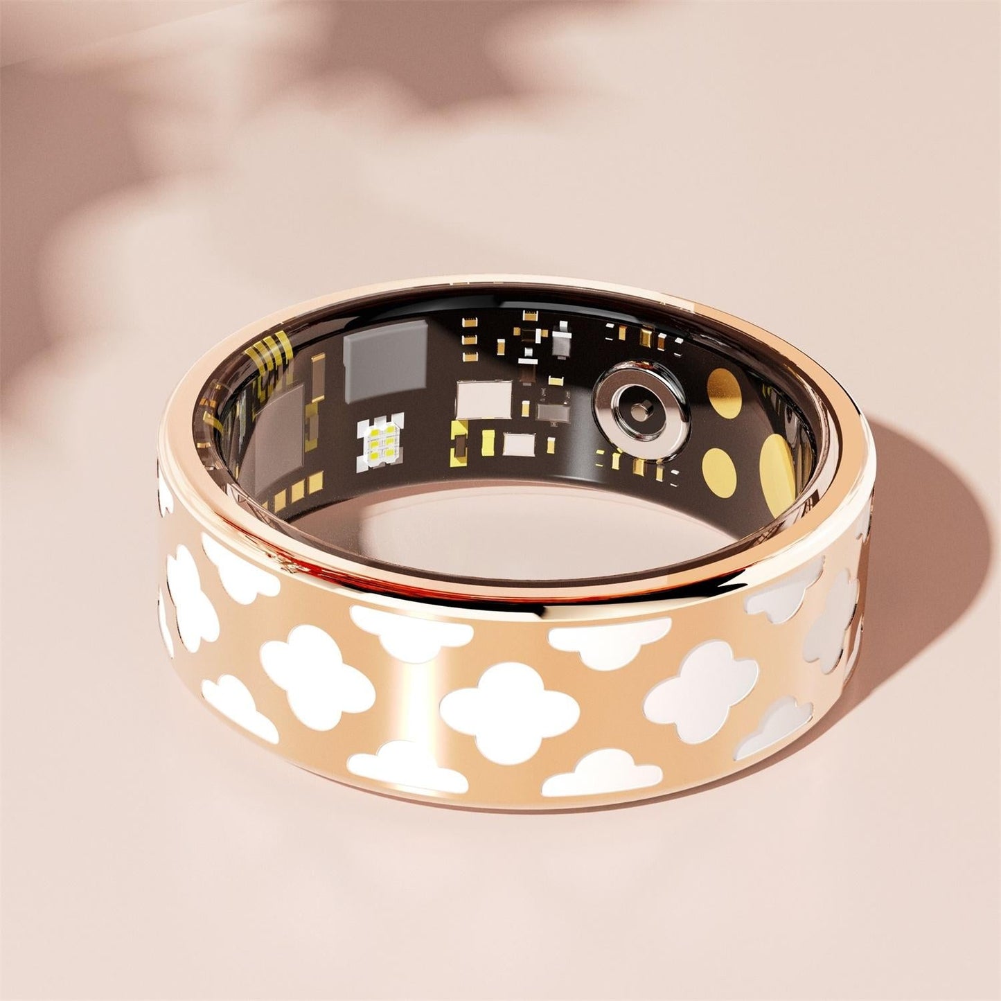 Smart Ring With Heart Rate Blood Oxygen Sleep Monitoring - Rose Gold Size 8