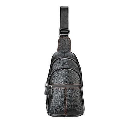 Stylish Genuine Leather Crossbody Chest Bag For Men And Women Functional And Versatile Design - Coffee