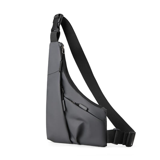 Leather Anti Theft Triangle Bag Secure Crossbody Chest Bag - Grey