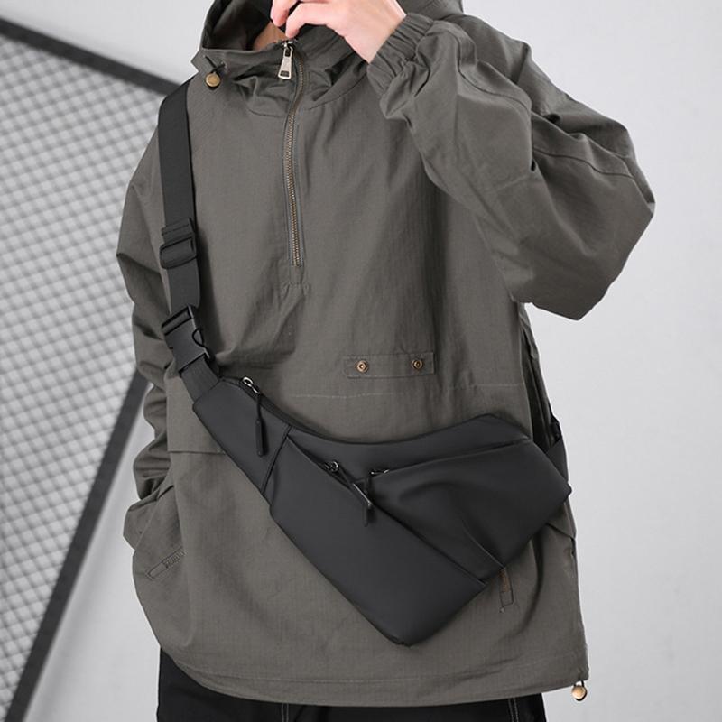 Leather Anti Theft Triangle Bag Secure Crossbody Chest Bag - Grey