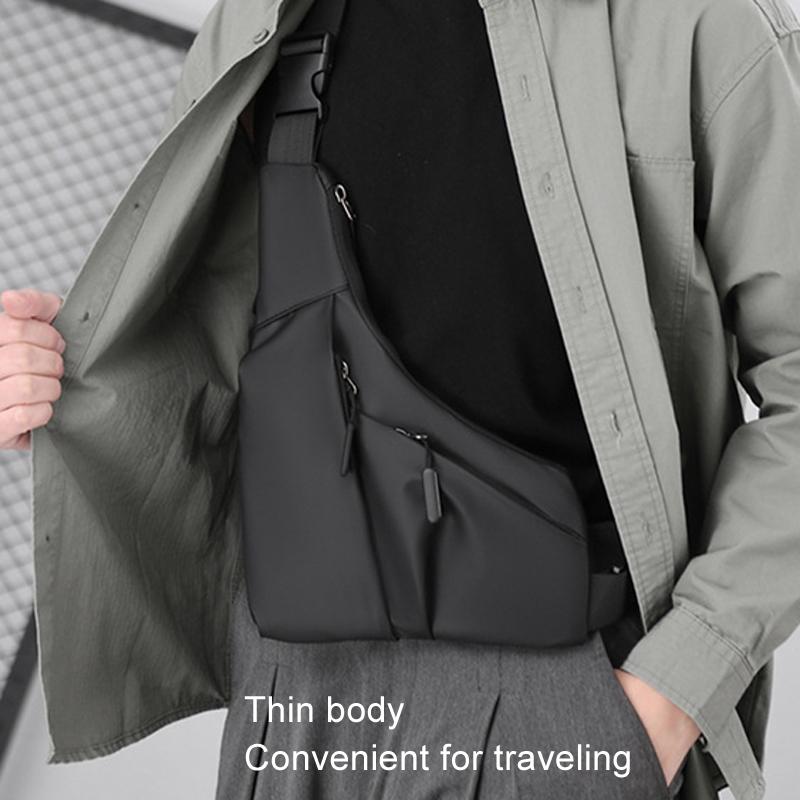 Leather Anti Theft Triangle Bag Secure Crossbody Chest Bag - Grey