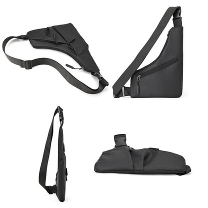 Leather Anti Theft Triangle Bag Secure Crossbody Chest Bag - Grey