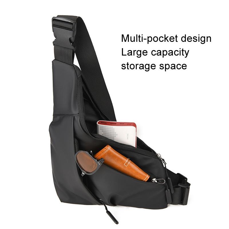 Leather Anti Theft Triangle Bag Secure Crossbody Chest Bag - Grey