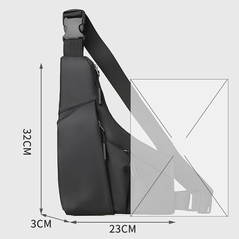 Leather Anti Theft Triangle Bag Secure Crossbody Chest Bag - Grey