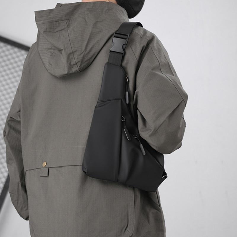 Leather Anti Theft Triangle Bag Secure Crossbody Chest Bag - Grey
