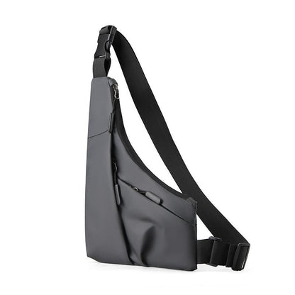 Leather Anti Theft Triangle Bag Secure Crossbody Chest Bag - Grey