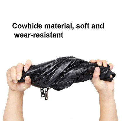 Stylish Cowhide Chest Bag For Men - Black