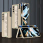Foldable Phone Case with Magnetic Hinge and Wrist Strap for Samsung Galaxy z Fold 4 - Portable and Secure - Champagne Gold