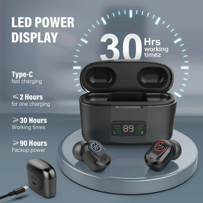 Digital Display In Ear Hearing Aid Earphone - Black