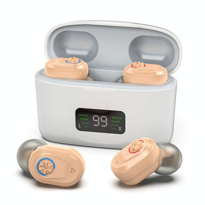 Digital Display In Ear Hearing Aid Earphone - Black