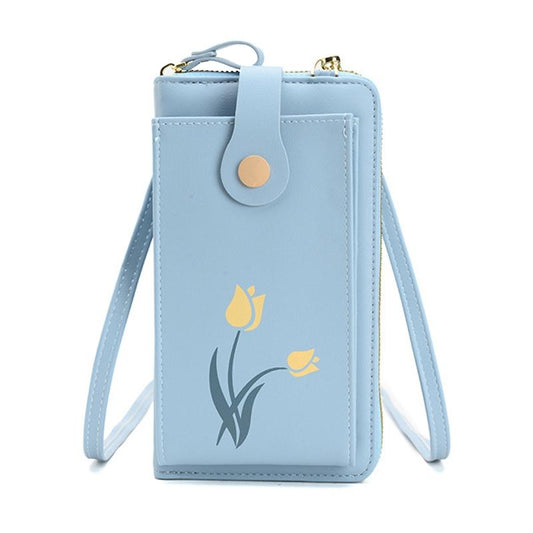 Floral Single Shoulder Cell Phone Bag For Women - Blue