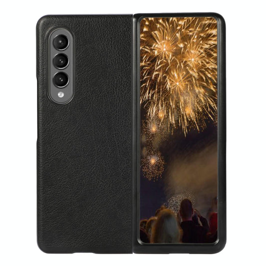 Two Tone Litchi Pu Case for Samsung Galaxy z Fold 4 - Slim & Stylish - Black