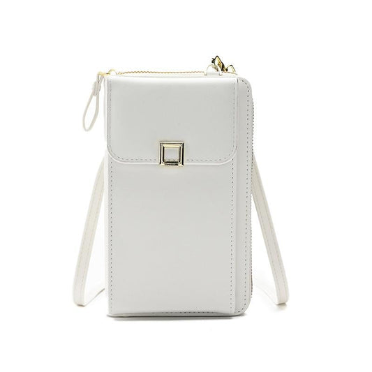 Women Cross Body Phone Purse With Long Strap - White