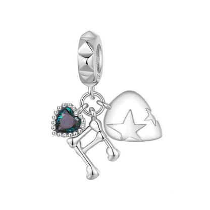 925 Sterling Silver Platinum Note Beaded Pendant
