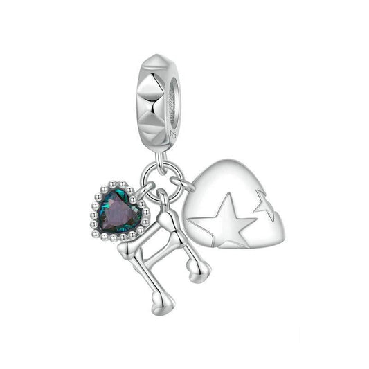 925 Sterling Silver Platinum Note Beaded Pendant