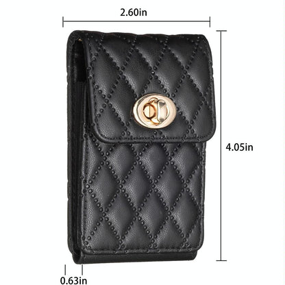 Vertical Card Bag With Metal Buckle For Mobile Phones - Dark Purple