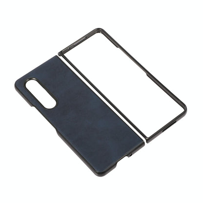 For Samsung Galaxy Z Fold4 5G Dual Tone Calf Texture Shockproof Case - Black