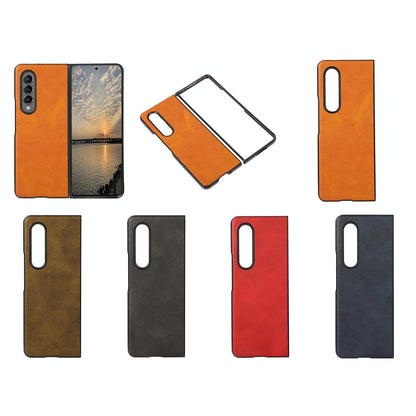For Samsung Galaxy Z Fold4 5G Dual Tone Calf Texture Shockproof Case - Black