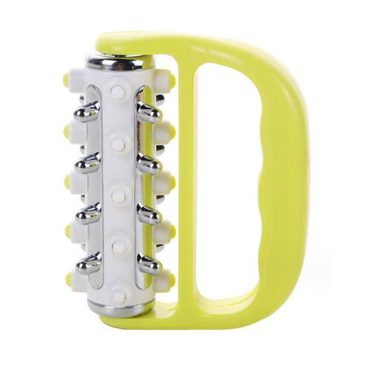 Curved Handheld Roller Massager 5 Rows Soothing Relief - Yellow