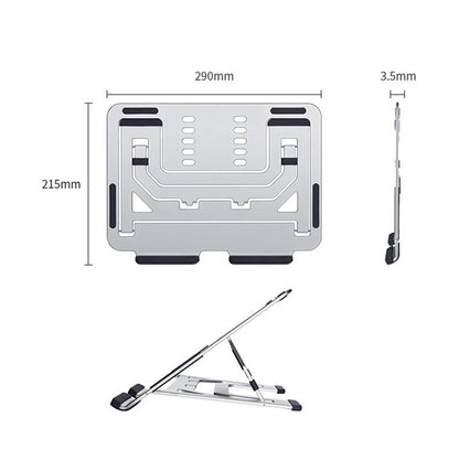Foldable Aluminum Laptop Stand for Desktop Cooling - Elegant Silver