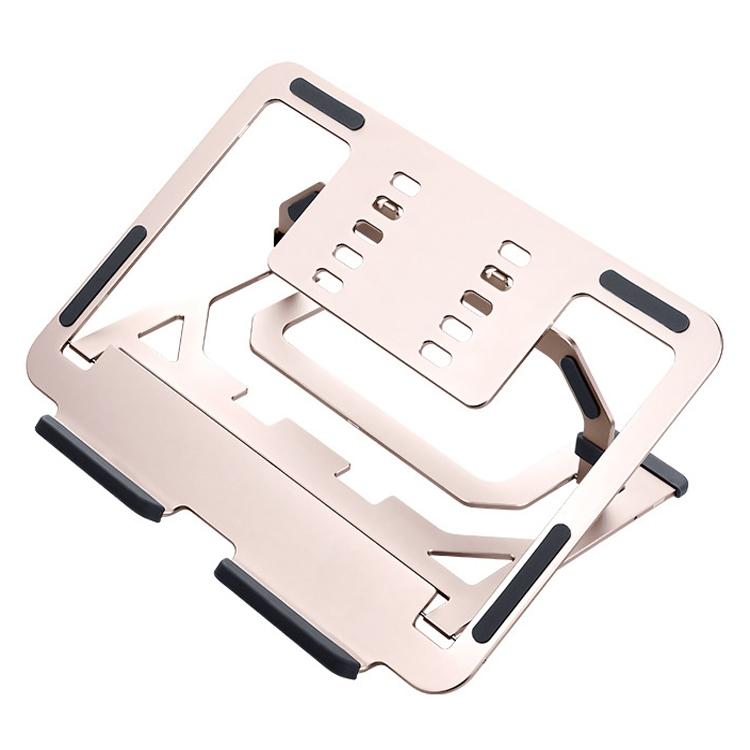 Foldable Aluminum Laptop Stand for Desktop Cooling - Elegant Silver
