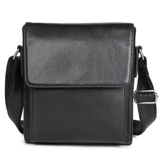 Rustic Leather Men Shoulder Bag - Black