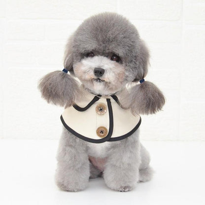 Dog Shawl Saliva Towel Scarf Pet Bow Tie Jewelry Accessories - Size S - Khaki