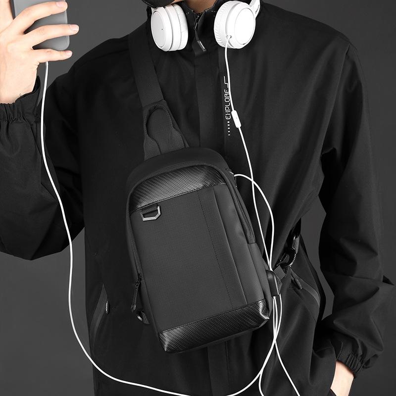 Waterproof Men Chest Bag Multifunctional Shoulder Crossbody For Riding And Casual Use - Black
