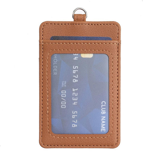 Vertical Id Card Bag & Lanyard - Brown