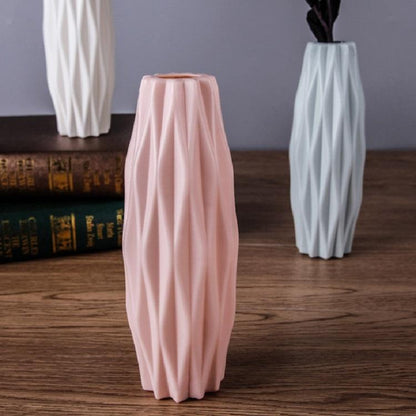Set Of 3 Creative Plastic Camellia Vases For Wet And Dry Decor - Milk White