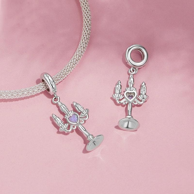 925 Sterling Silver Retro Pattern Candlestick Pendant In