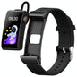 1.5 Inch Silicone Band Earphone Detachable Ip68 Waterproof Smart Watch Support Bluetooth Call - Black