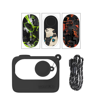 Silicone Case for Insta360 Go 3 with Neck Strap and Skin Wrap - White