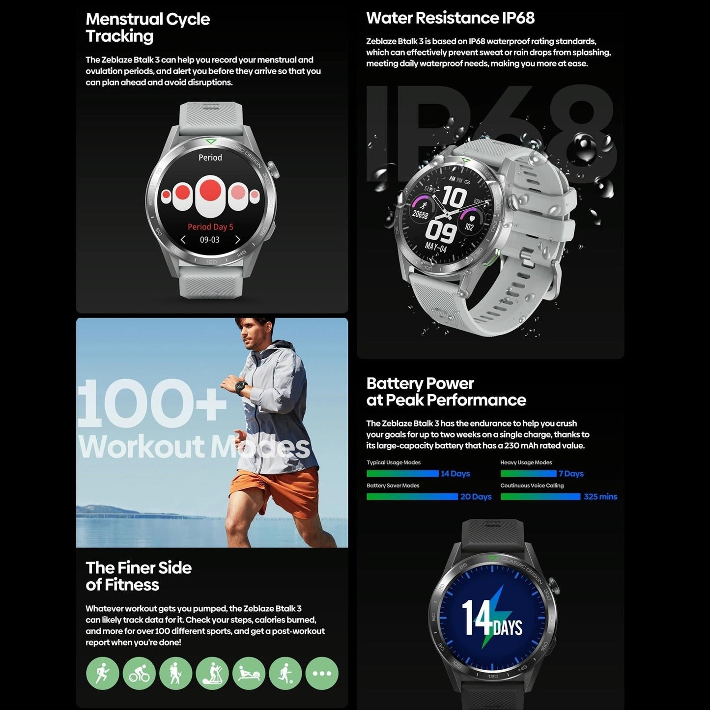 1.39 Inch Screen Voice Calling Smart Watch Support Heart Rate / Blood Pressure / Blood Oxygen - Midnight Black