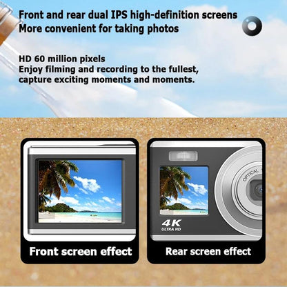 4K Hd Optical Zoom Digital Camera 60Mp Dual Screen Selfie Camera No Memory - Black