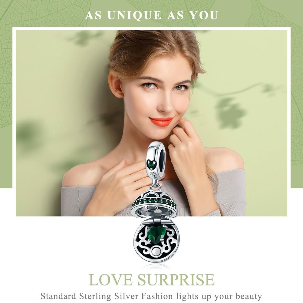 925 Sterling Silver Surprise Love Pendant For Diy Bracelets & Necklaces - Pink