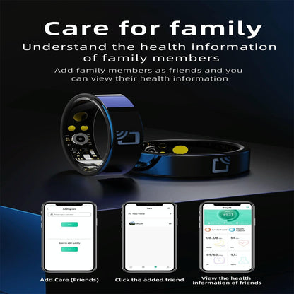 Smart Ring With Heart Rate Blood Oxygen Sleep Monitoring And Multiple Sports Modes - Black Size 13