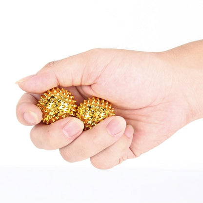 1 Pair Magnetic Massage Balls Relax Muscles & Relieve Pressure 3.2Cm - Gold