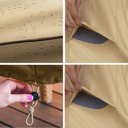 Waterproof Bbq Cover With Sundry Bag - Oxford Cloth 145X61X117Cm Beige