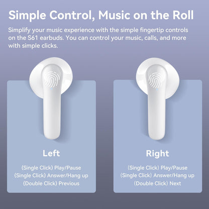 True Wireless Stereo Bluetooth Earphones - S61 - White