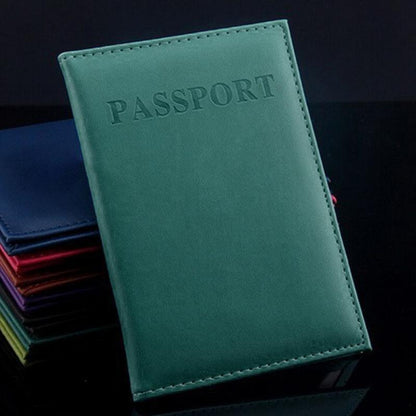 Travel Passport Cover Faux Leather Holder - Yellow Brown