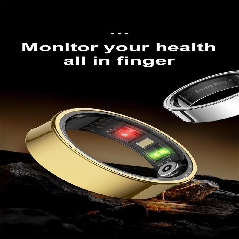 Smart Ring With Heart Rate Blood Oxygen Sleep Monitoring & Sports Modes - Size 11 - Black