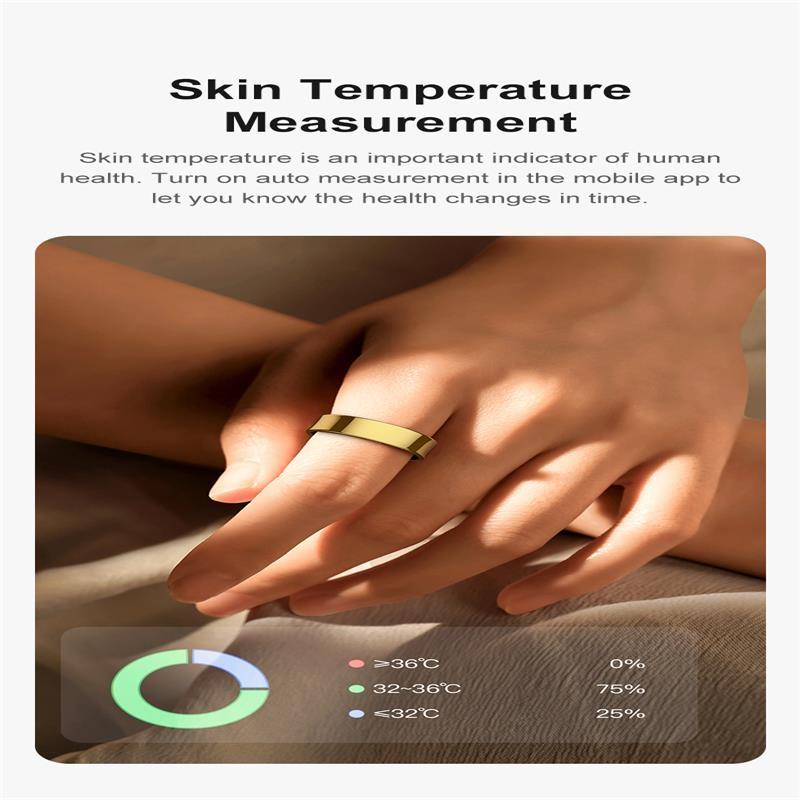 Smart Ring With Heart Rate Blood Oxygen Sleep Monitoring & Sports Modes - Size 11 - Black