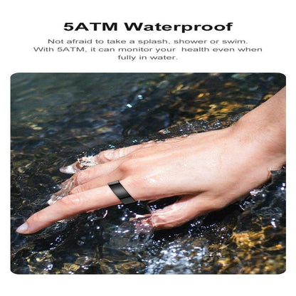Smart Ring With Heart Rate Blood Oxygen Sleep Monitoring & Sports Modes - Size 11 - Black