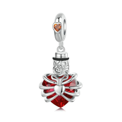 925 Sterling Silver Heart Pendant With Beaded Detail - Blue
