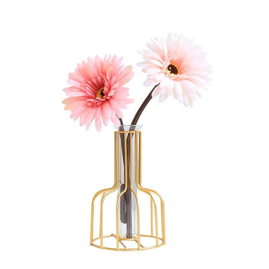 Black Wrought Iron Hydroponic Glass Flower Decoration - No Fake Flowers - Gold