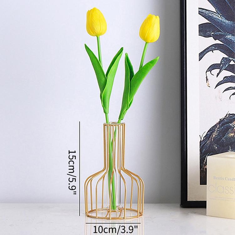 Black Wrought Iron Hydroponic Glass Flower Decoration - No Fake Flowers - Gold